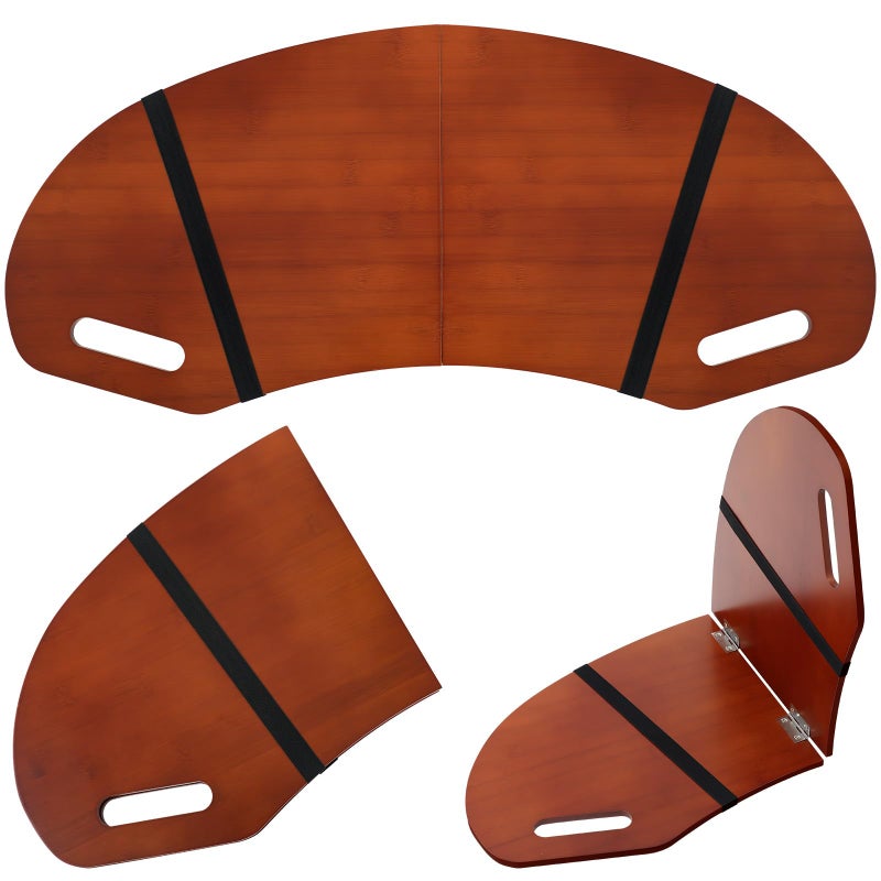 GlikCeil 29.5" Wood Curved Lap Desk Table Tray with Handles Wooden Foldable Desk Curved Bed Lap Board Keyboard Tray for Laptop Computer Mouse(Reddish Brown) - Image 1