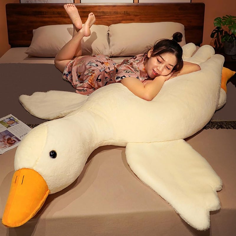 Srutirbo Giant White Goose Plush-63 in Soft Furry Swan Stuffed Animal Pillow Huge Goose Plush Hugging Pillow Gifts for Every Age (63 in) - Image 1