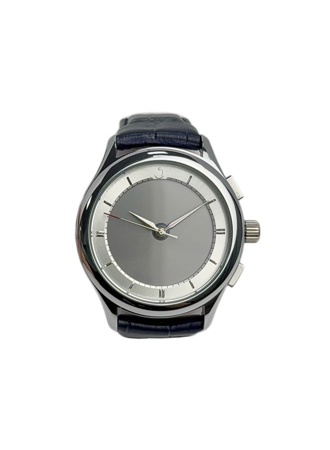 Al Fajr Analogue and digital dual-display round dial watch with blue leather strap and white dial Minimalist and fashionable style watch WW-22SWL-LS - Image 1