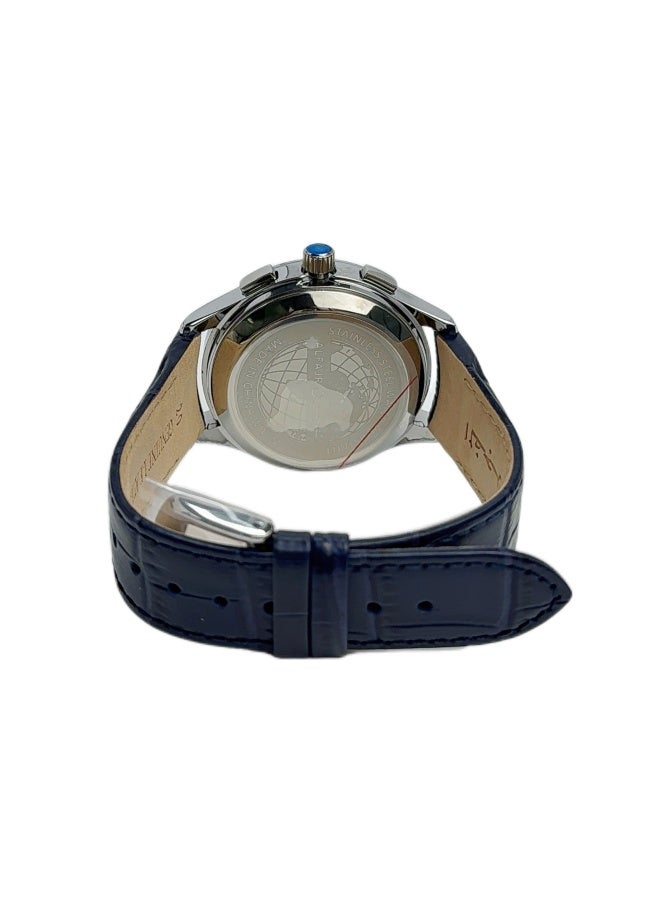 Al Fajr Analogue and digital dual-display round dial watch with blue leather strap and white dial Minimalist and fashionable style watch WW-22SWL-LS - Image 3