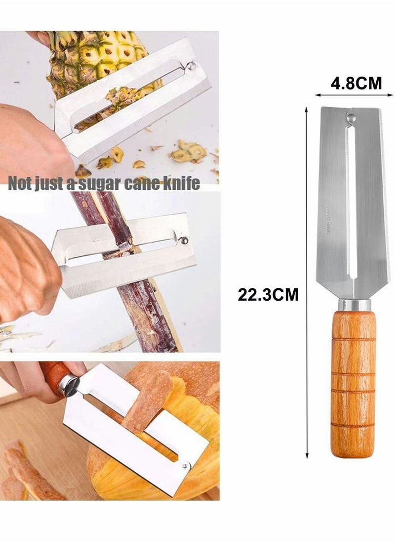 Y&D Sugarcane Peeling Kinves Pineapple Knife 4 in 1 Stainless Steel Blade Natural Nonslip Wooden Handle Peeler  - Image 5