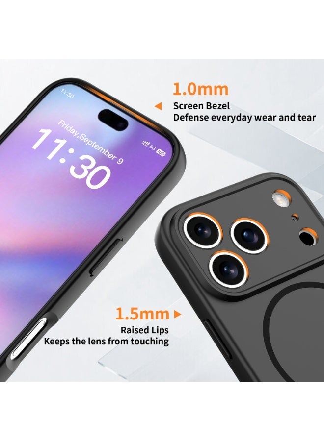 جراب أمان مغناطيسي لهاتف iPhone 17 Pro، لون متين أنيق، ملمس ناعم من مادة TPU+PC، ملفوف مغناطيسي دقيق، تغطية كاملة N52. - Image 3