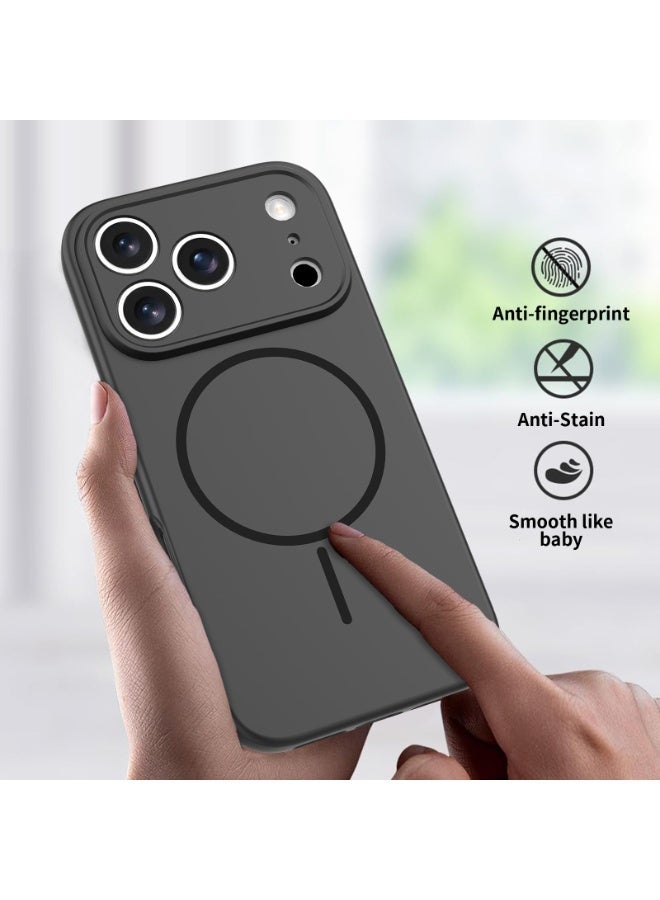 جراب أمان مغناطيسي لهاتف iPhone 17 Pro، لون متين أنيق، ملمس ناعم من مادة TPU+PC، ملفوف مغناطيسي دقيق، تغطية كاملة N52. - Image 4