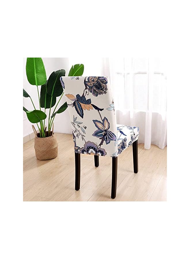 The Bros Dining Chair Covers Set of 4, Universal Chair Protectors Covers, Stretchy Parson Seat Covers, Removable Washable Kitchen Chair Protector Cover, for Dining Room, Hotel, Ceremony (Beige-Flowers) - Image 3