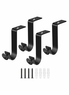 Heavy Duty Ceiling Curtain Rod Bracket Holders - 4 Pack Ceiling Hooks for Drapery Poles (Fits 3/4 to 9/10 Inch) - Durable Support for Your Curtains.