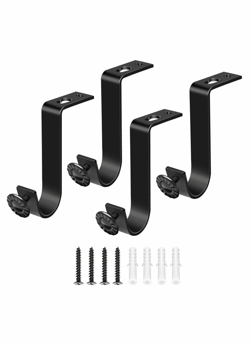 Generic - Heavy Duty Ceiling Curtain Rod Bracket Holders - 4 Pack Ceiling Hooks for Drapery Poles (Fits 3/4 to 9/10 Inch) - Durable Support for Your Curtains. - Image 1