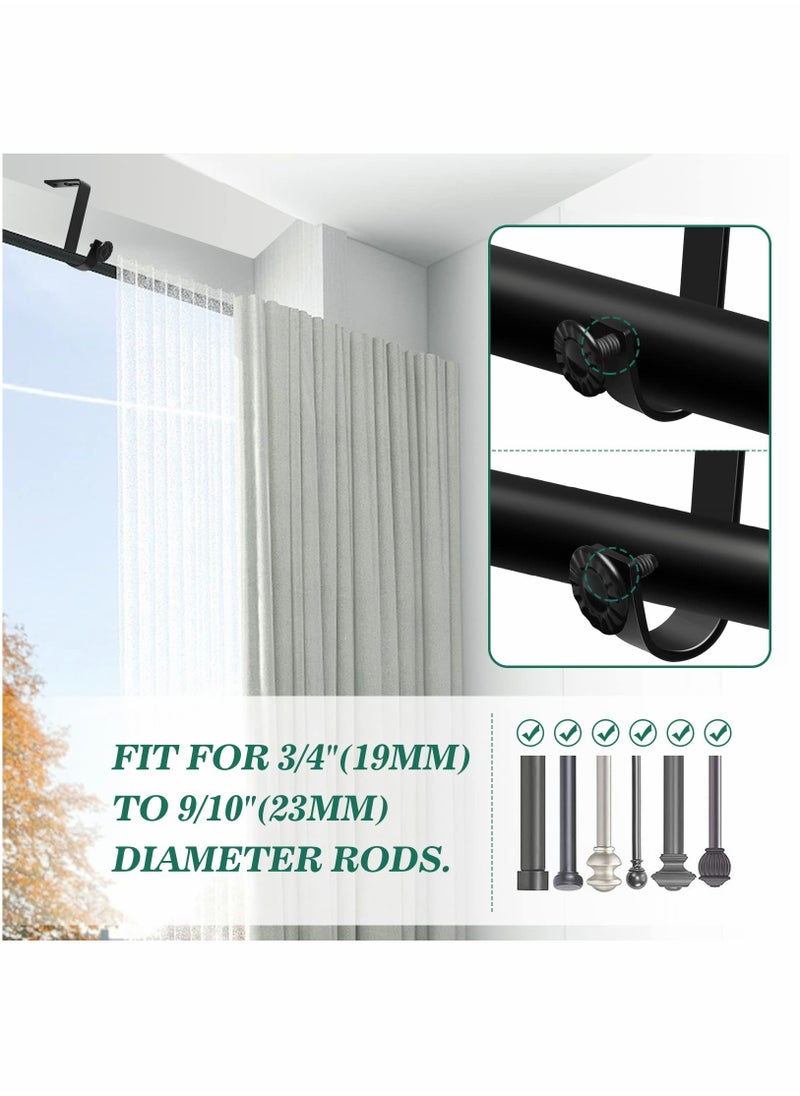 Generic - Heavy Duty Ceiling Curtain Rod Bracket Holders - 4 Pack Ceiling Hooks for Drapery Poles (Fits 3/4 to 9/10 Inch) - Durable Support for Your Curtains. - Image 1