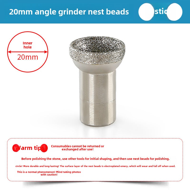 Angle grinder socket bead suction eye pressure spherical round beads electroplating grinding head stone carving beeswax jade grinding tool(Angle grinder socket bead 20mm) - Image 1