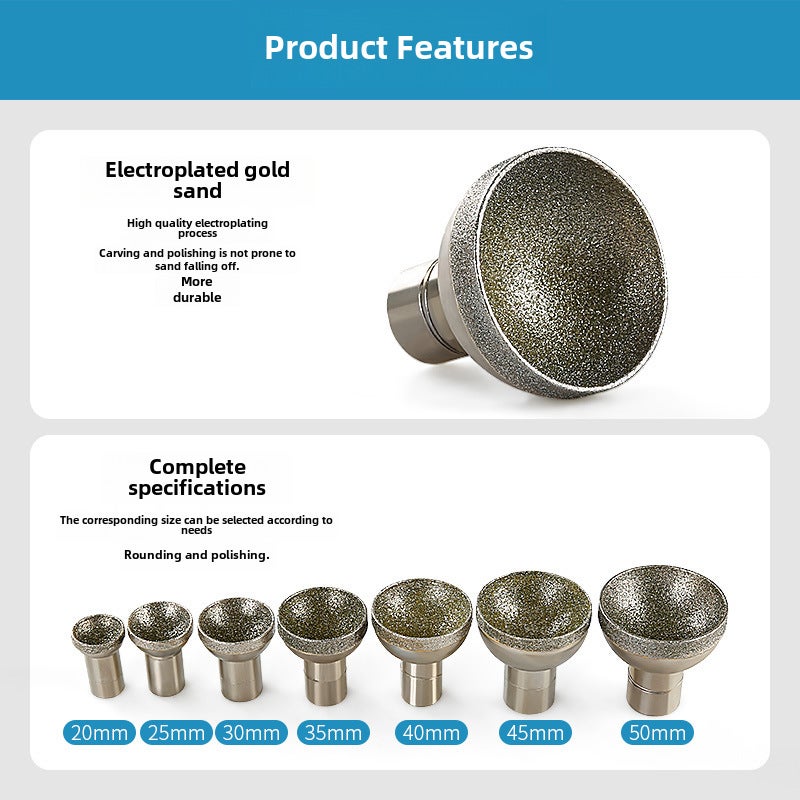 Angle grinder socket bead suction eye pressure spherical round beads electroplating grinding head stone carving beeswax jade grinding tool(Angle grinder socket bead 20mm) - Image 5