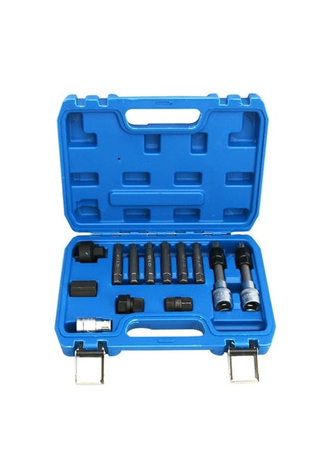13 Pieces Alternator Pulley Remove and Install Tool Set Generator Belt Pulley Disassembly Wrench Pulley Remover