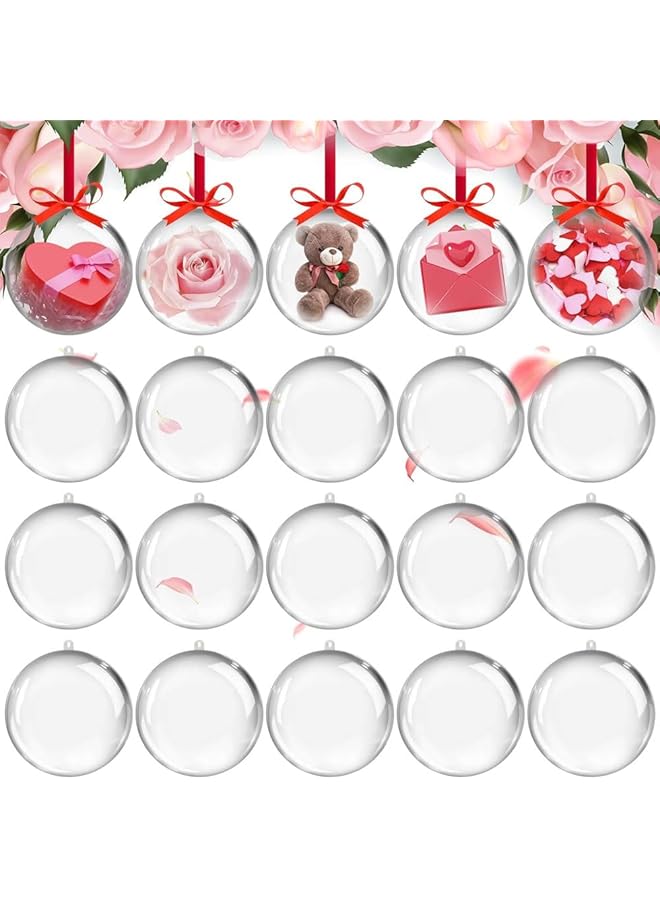 The Bros Valentine's Day Clear Plastic Ornaments,20 Pack Valentines Day Clear Ornaments for Crafts DIY Clear Plastic Balls Fillable Ornaments Ball for Romantic Tree Home Wedding Birthday Party Decor - Image 1