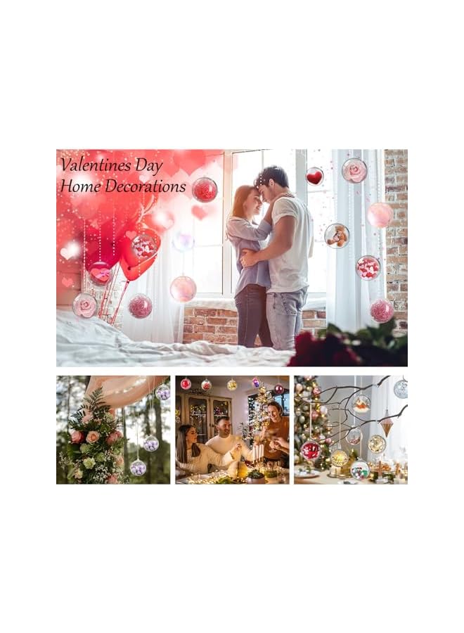 The Bros Valentine's Day Clear Plastic Ornaments,20 Pack Valentines Day Clear Ornaments for Crafts DIY Clear Plastic Balls Fillable Ornaments Ball for Romantic Tree Home Wedding Birthday Party Decor - Image 2