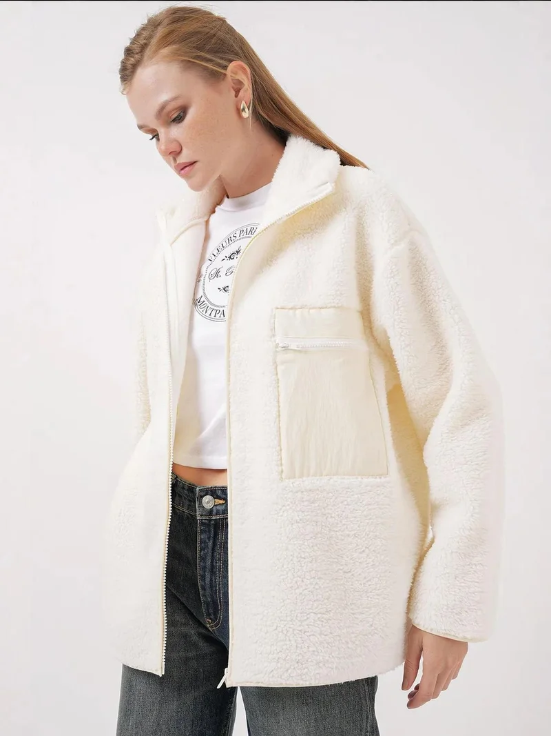 BIG DART BDART Pocket Detailed Oversized Plush Coat