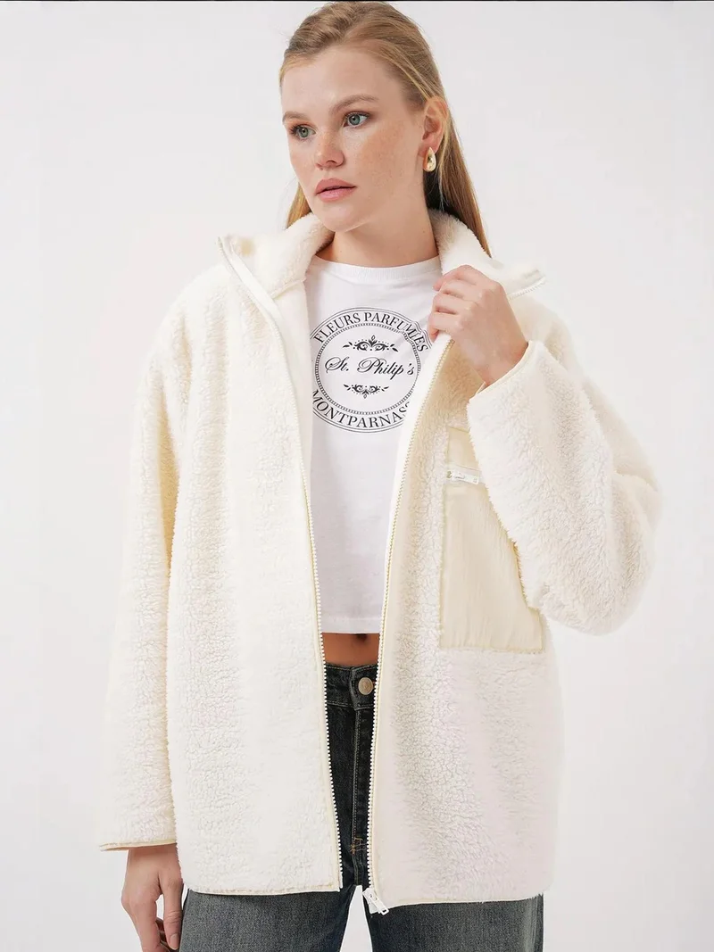 BIG DART BDART Pocket Detailed Oversized Plush Coat