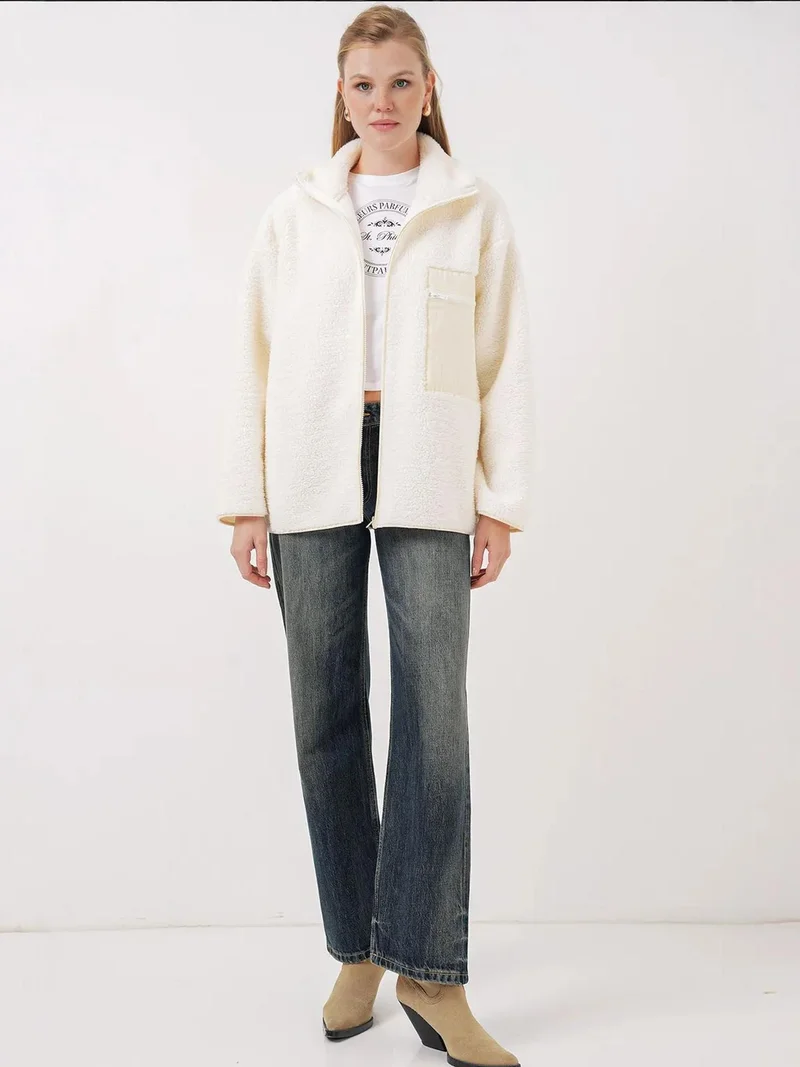 BIG DART BDART Pocket Detailed Oversized Plush Coat