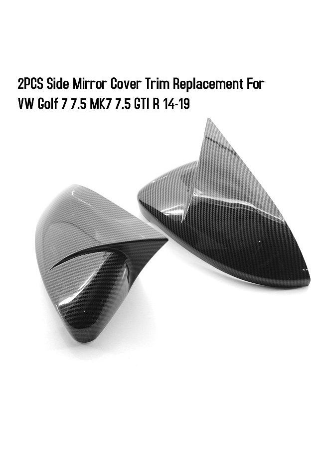 2PCS Side Mirror Cover Trim Replacement For VW Golf 7 7.5 MK7 7.5 GTI R 14-19