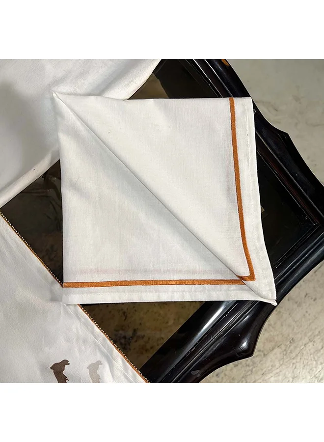 دانوب هوم Danube Home Gleam Set Of 2 Embroidery Napkin White 33x48cm | Velvet Decorative Table Napkins, Everyday Use Cloth Dinner Table Napkins For Dining Room Kitchen