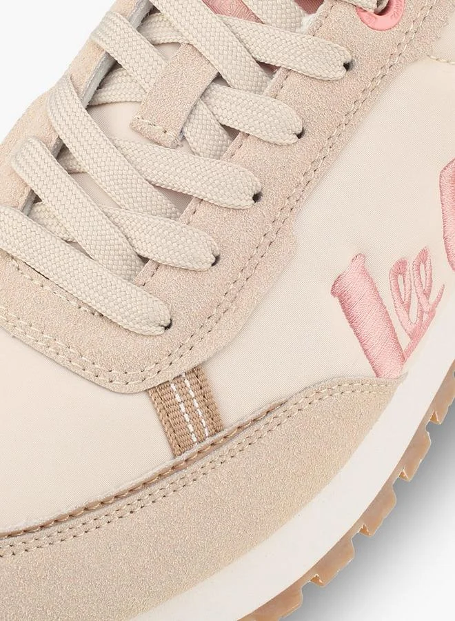 Lee Cooper BEIGE Women Logo Embroidered Lace-Up Ankle Sneakers for Women | Best Price UAE