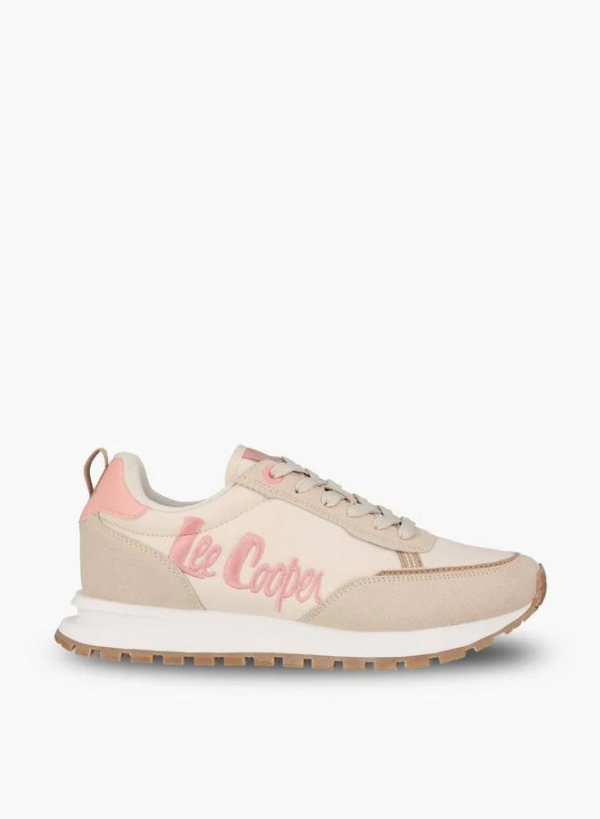 Lee Cooper BEIGE Women Logo Embroidered Lace-Up Ankle Sneakers for Women | Best Price UAE