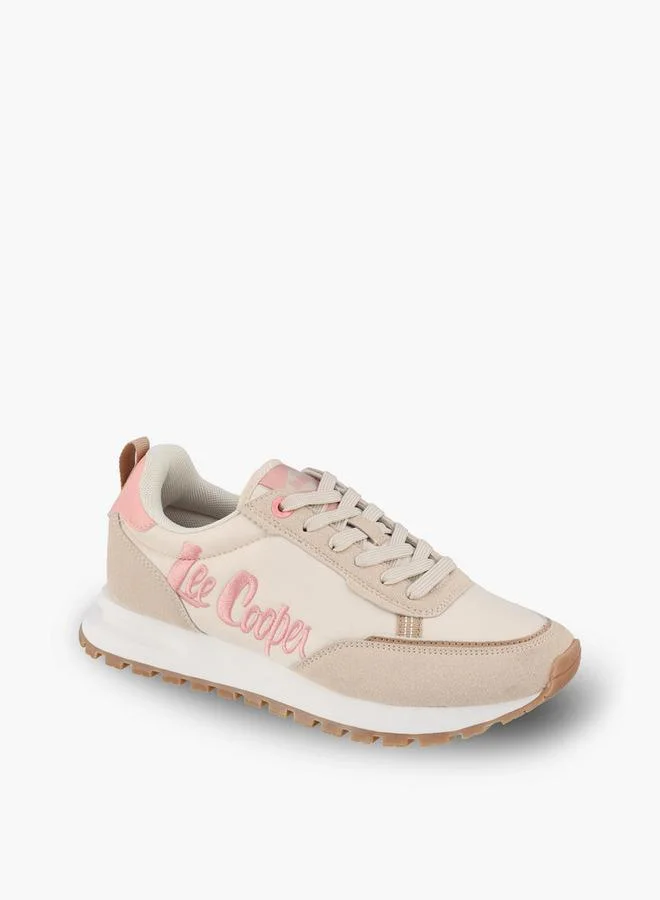 Lee Cooper BEIGE Women Logo Embroidered Lace-Up Ankle Sneakers for Women | Best Price UAE