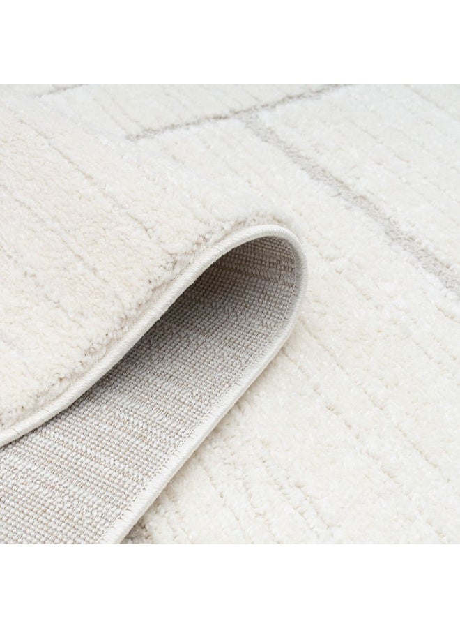 DANUBE HOME La Perle Modern Abstracts Rug |Washable Modern Rugs Style | Polypropylene+Polyester Area Rug Floor Covering | Indoor Carpet For Living Room Dining Bedroom 240X340cm-White Rust-231200400503 - Image 5