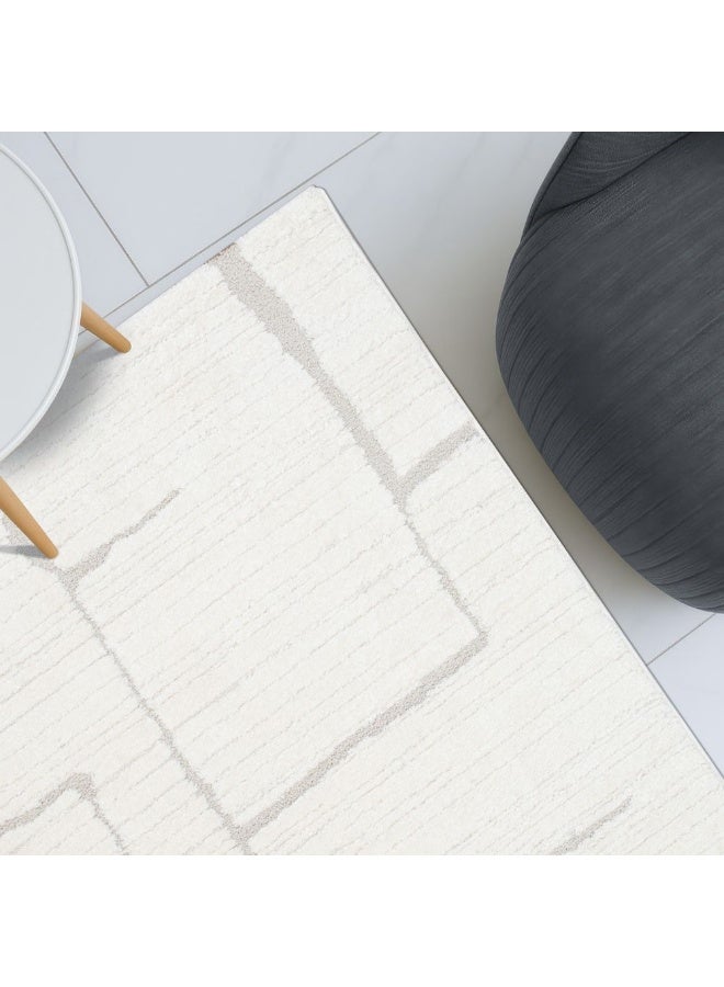 DANUBE HOME La Perle Modern Abstracts Rug |Washable Modern Rugs Style | Polypropylene+Polyester Area Rug Floor Covering | Indoor Carpet For Living Room Dining Bedroom 240X340cm-White Rust-231200400503 - Image 1