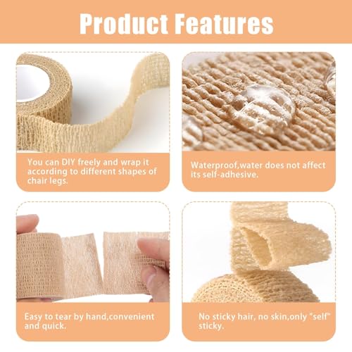 INIMAGINE 6 Pcs Finger Tape, Bandage Tape, Crepe Bandage for Ankle, Kinesiology Tape,Self Adhesive Bandage for Sports Injury Protection, Pet Wound Care, Tattoo Machine Grip, Muscle Support, Crepe Bandage - Image 5