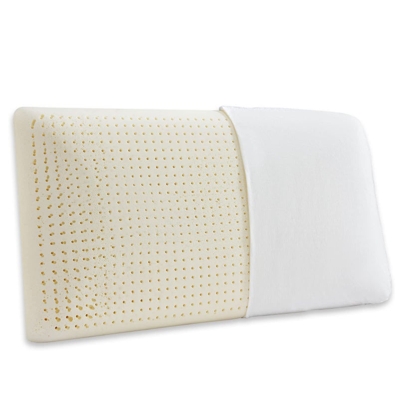 JOTOM 100 Natural Talalay Latex Sleeping Bed Pillow  Luxury Soft Queen Size Pillow for Side Back and Stomach Sleepers  Removable Breathable Cotton Cover Standard Size