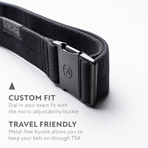 Arcade The Original Slim Unisex Adventure Belt, Narrow Width Repreve Elastic Stretch Webbing, Micro Adjust Buckle, Ranger Slim - Midnighter Black - Image 3