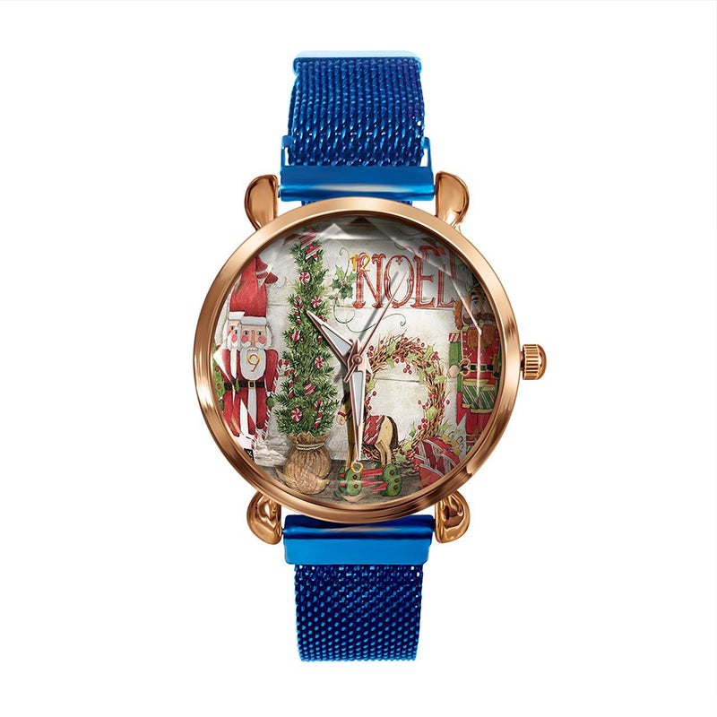 Christmas Watch letter wreath snowflake red plaid watch womens watch gold shell l blue band quartz wrist watch 40