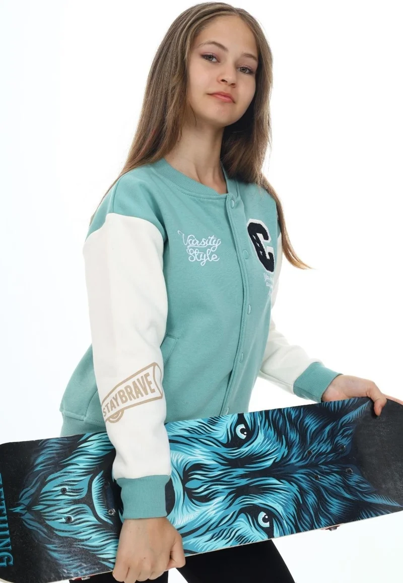 Angelos Girls C Printed College Style Jacket 7-12 Years Wap7244