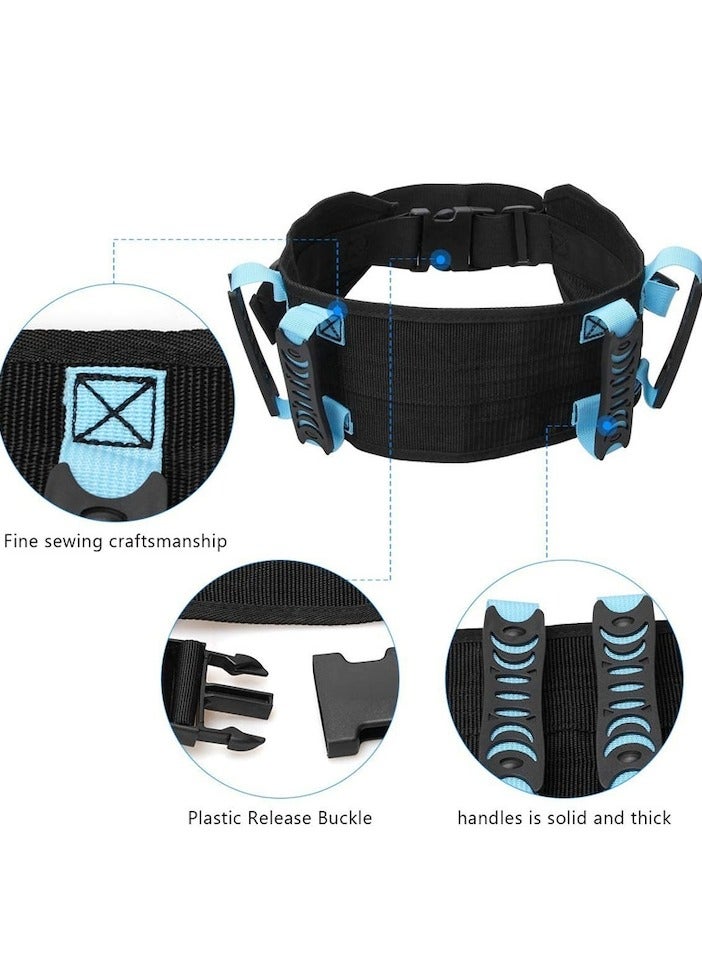 شو وو حزام المشي، أحزمة نقل المرضى مع مشبك سريع الفك بنقرة واحدة، حزام أمان قابل للتعديل للكرسي المتحرك لرعاية نقل المرضى، محيط خصر قابل للتعديل: 84-127 سم - Image 2