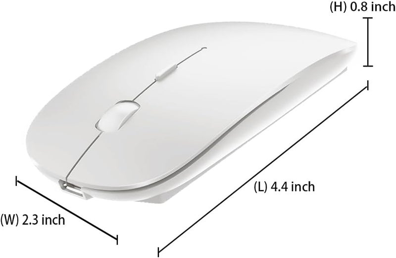 KLO فأرة بلوتوث قابلة لإعادة الشحن بأربعة أوضاع BT3.0/5.2+USB-2.4G/Type-C، فأرة لاسلكية لجهاز MacBook Pro/MacBook Air/لابتوب/iMac/iPad/دفتر/كمبيوتر شخصي (BT/USB-C أبيض) - Image 5