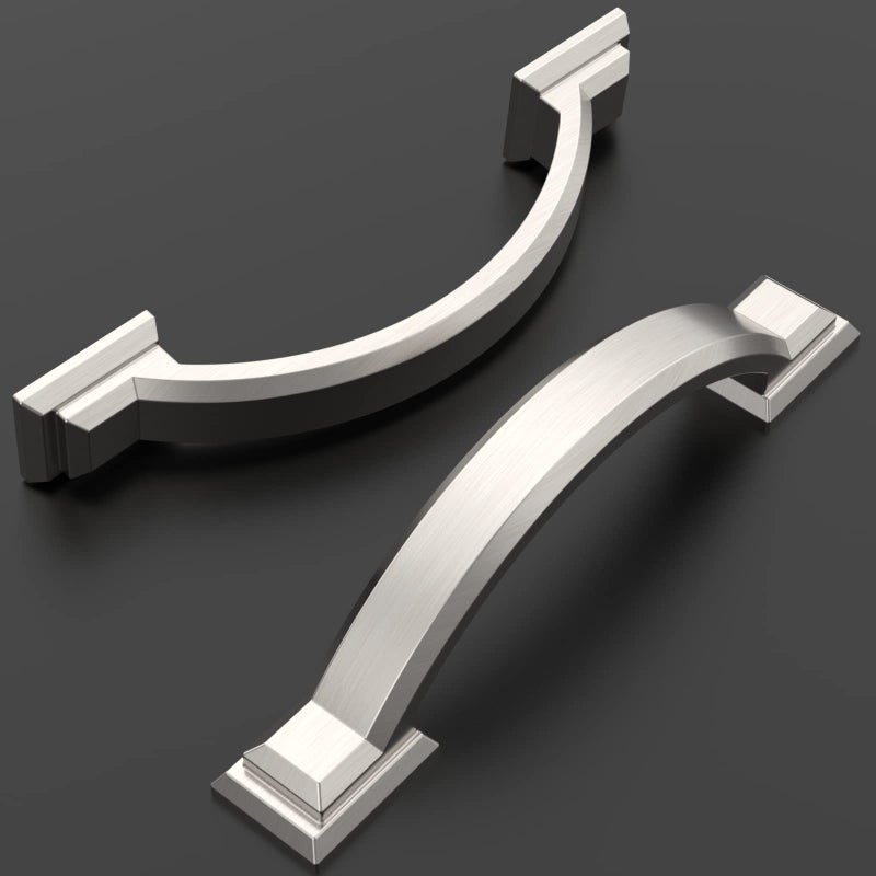 Amerdeco 10 Pack Brushed Satin Nickel Cabinet Pulls 3 Inch(76mm) Hole Centers, Handles for Kitchen Cabinet Hardware, Arch Cabinet Handles for Bathroom Dresser Drawer Handles ZH0016â€¦ - Image 2