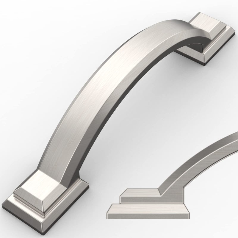 Amerdeco 10 Pack Brushed Satin Nickel Cabinet Pulls 3 Inch(76mm) Hole Centers, Handles for Kitchen Cabinet Hardware, Arch Cabinet Handles for Bathroom Dresser Drawer Handles ZH0016â€¦ - Image 1