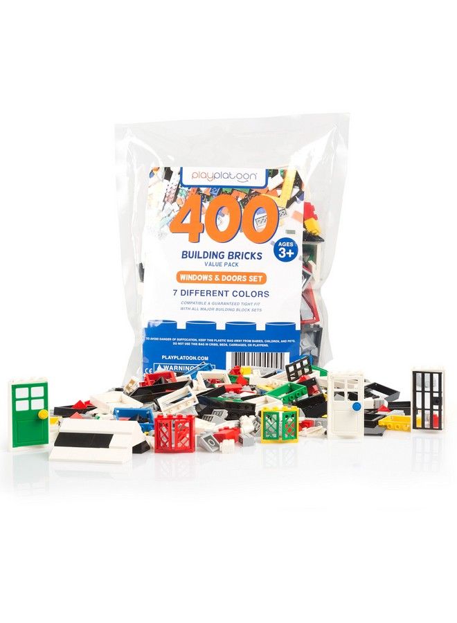 Play Platoon 400 Piece Windows Doors And Roof Tops Set Building Brick Compatible Play Kit - Image 2
