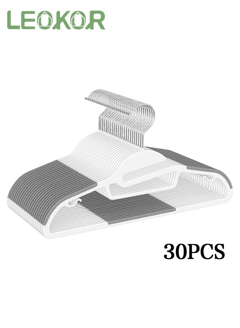 LEOKOR 30 Pcs S-Shape Clothes Hangers, Heavy Plastic Duty Durable Coat and Clothes Hangers, Dry Wet Coat Hangers with Non-Slip Pads, Space Saving Laundry Hangers - Image 1