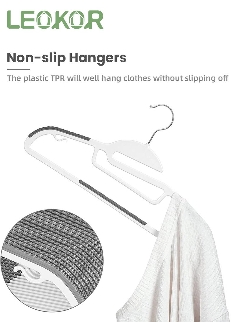 LEOKOR 30 Pcs S-Shape Clothes Hangers, Heavy Plastic Duty Durable Coat and Clothes Hangers, Dry Wet Coat Hangers with Non-Slip Pads, Space Saving Laundry Hangers - Image 3