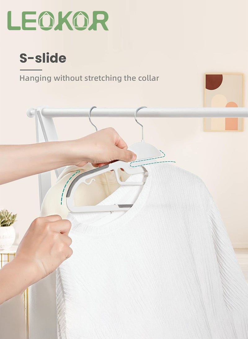 LEOKOR 30 Pcs S-Shape Clothes Hangers, Heavy Plastic Duty Durable Coat and Clothes Hangers, Dry Wet Coat Hangers with Non-Slip Pads, Space Saving Laundry Hangers - Image 4