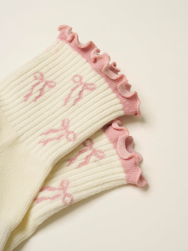 Shapes Studio Half Calf Grip Socks, Cute Fruit Pilates Socks, Ruffle Socks, Non-Slip for Barre Yoga (US, Numeric, 5, 10, Regular, Regular, Soft Pink Bow, Effortless Club) - Image 5