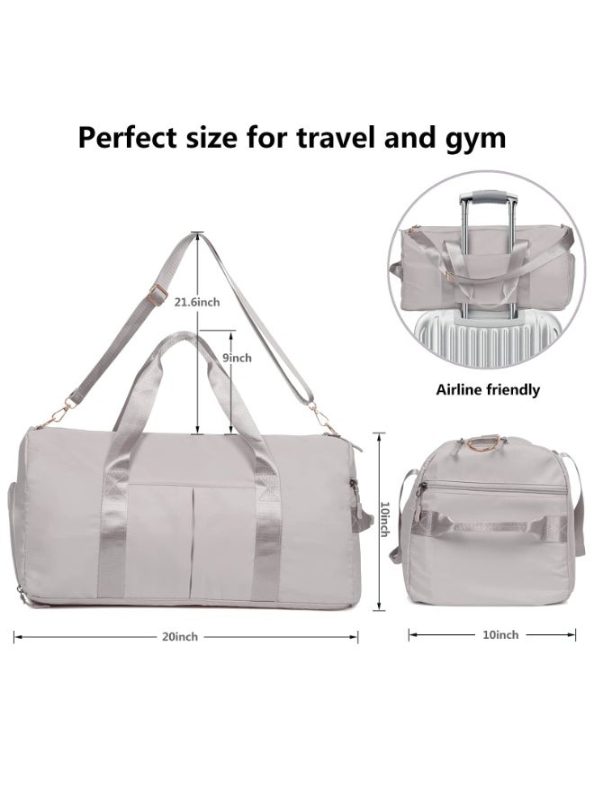 Large Travel Duffel Bag – Weekender Duffle with Zipper, Water-Resistant Overnight Bag for Men and Women, Gym or Travel Use, Grey  - Image 5