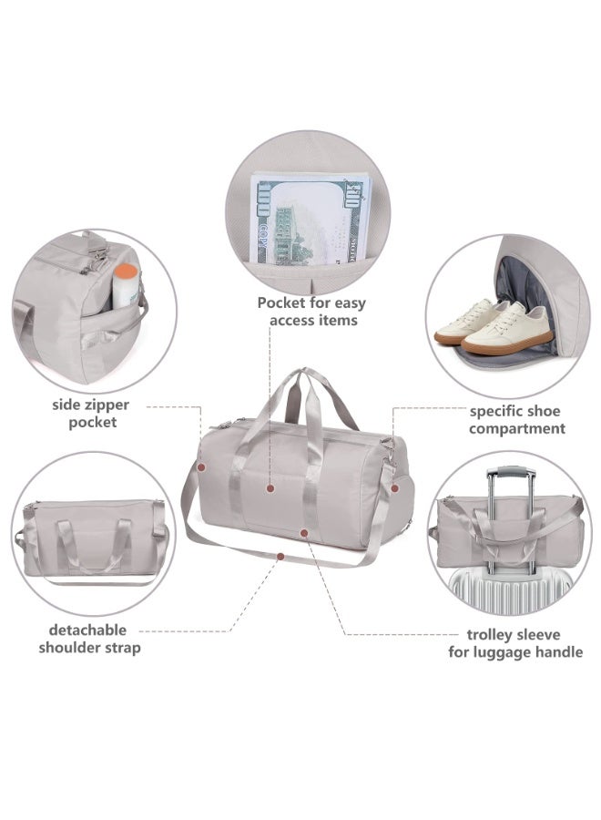 Large Travel Duffel Bag – Weekender Duffle with Zipper, Water-Resistant Overnight Bag for Men and Women, Gym or Travel Use, Grey  - Image 2