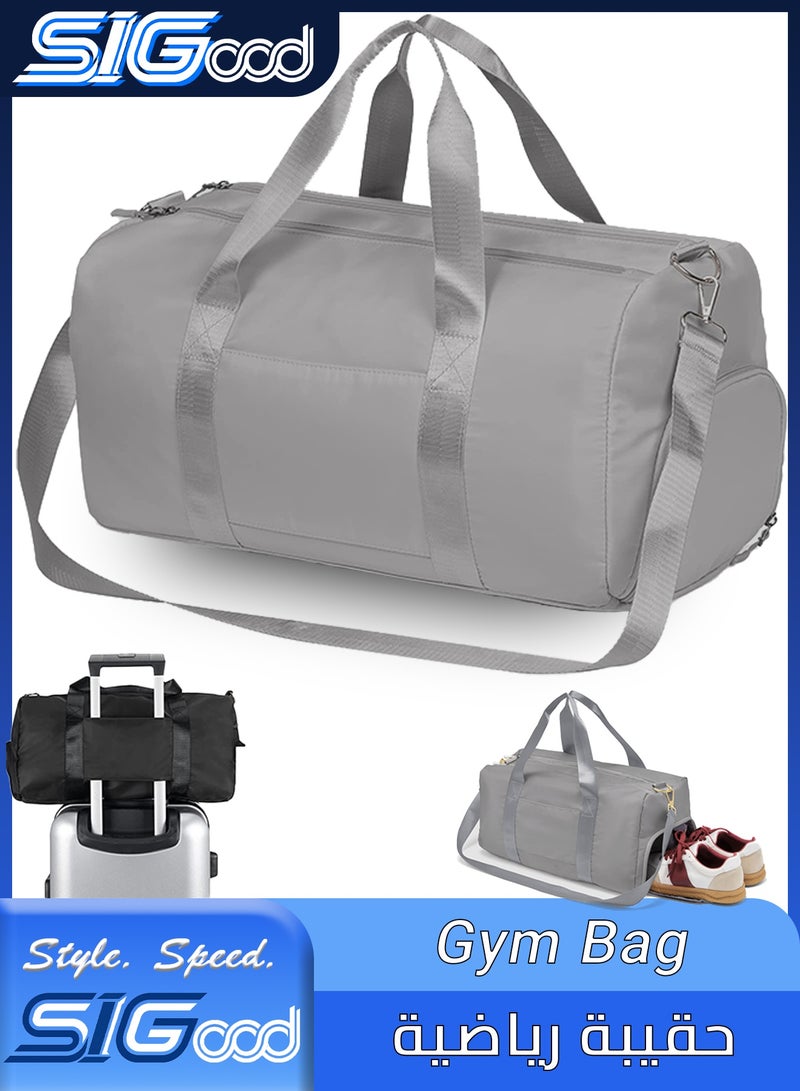 SIGood Large Travel Duffel Bag – Weekender Duffle with Zipper, Water-Resistant Overnight Bag for Men and Women, Gym or Travel Use, Grey - Image 1