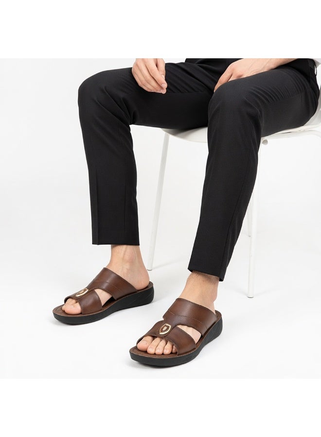 Men's Gulf-style slippers made of genuine leather – modern design with a comfortable, non-slip sole – ideal for everyday wear and summer - Image 1