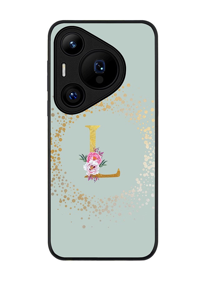 Stylizedd Rugged Black edge case for Huawei Pura 70 Pro / Huawei Pura 70 Pro Plus Case Cover Monogram Initial Letter Floral Pattern Alphabet- L (Light Grey) - Image 1