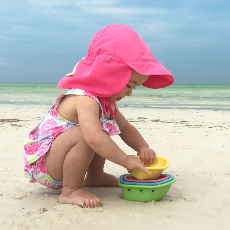 i play. Baby Flap Sun Protection Swim Hat, Pink, 0-6 Months - Image 2