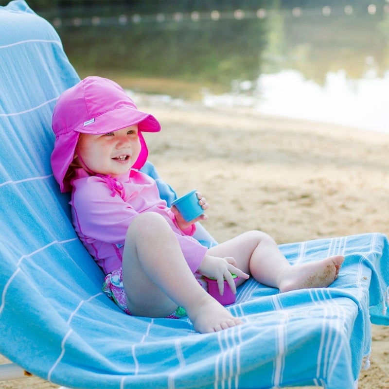 i play. Baby Flap Sun Protection Swim Hat, Pink, 0-6 Months - Image 3
