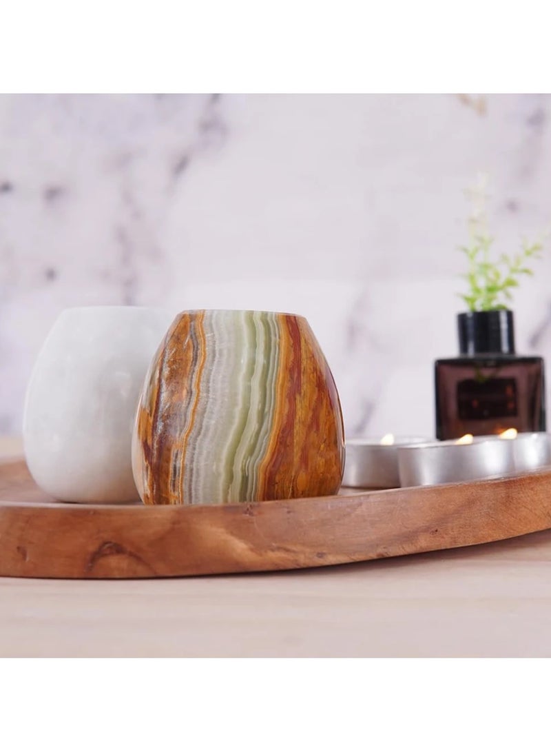 راديكالن مجموعة من علب الملح والفلفل على شكل بيضة من الرخام، مكونة من قطعتين، مصنوعة من العقيق الأخضر والأبيض، مقاس 2.3 بوصة، وموزع توابل للمطبخ والتخزين المنزلي - Image 5