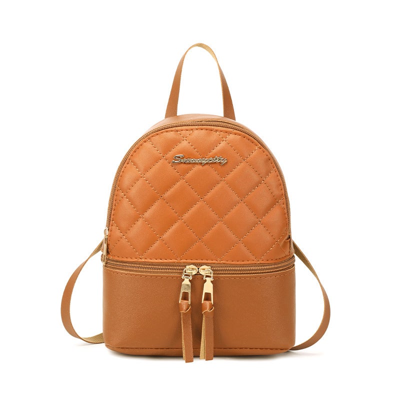 2023 Multi-Function Dual-Zip Womens Backpack Brown 