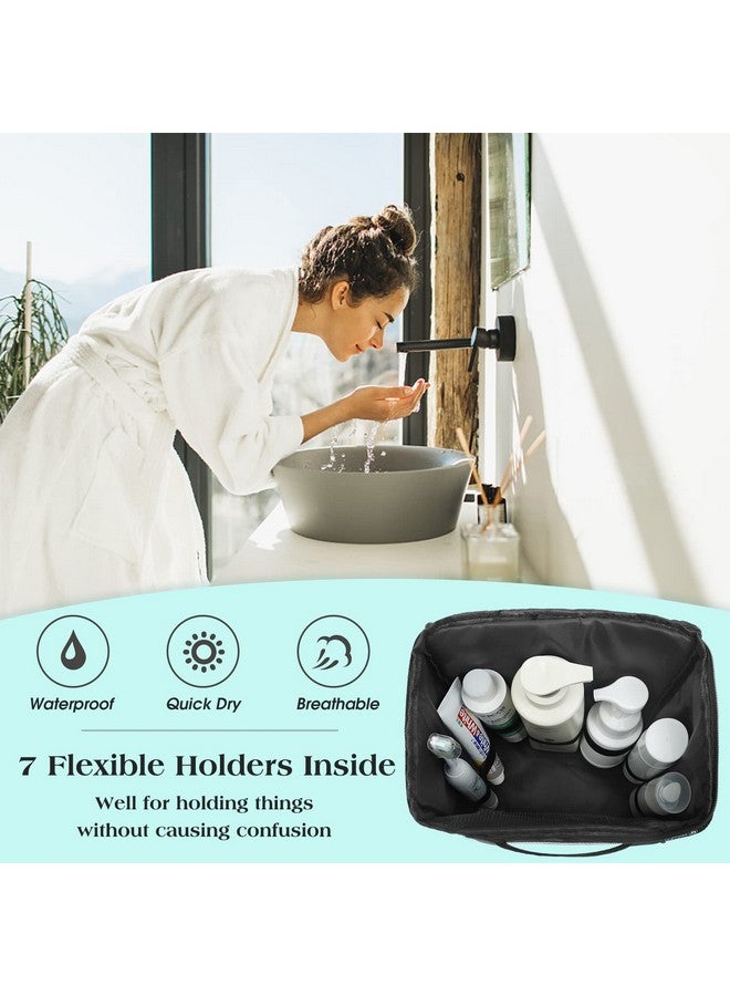 Attmu Attmu Portable Shower Caddy College Tote Bag, Quick Dry Hanging Toiletry Bag, Large Capacity Mesh Shower Caddy Portable for College Dorm Room Essentials for Boys and Girls for Bath Camping (Black)  - Image 3